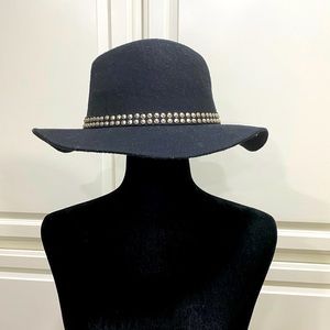Wool blend floppy brim Fedora-Black